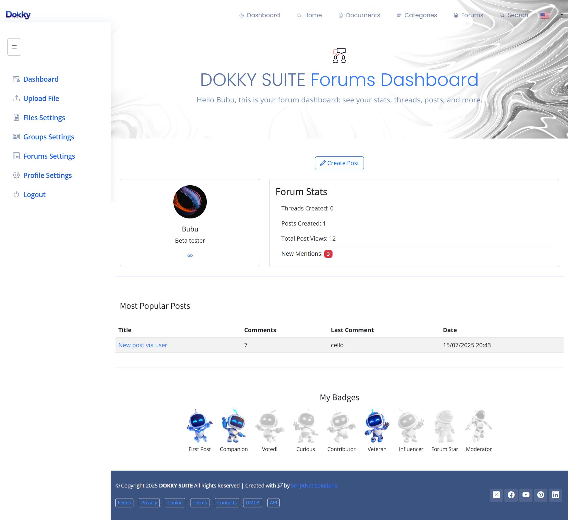 Dokky Suite - User Forum Dashboard